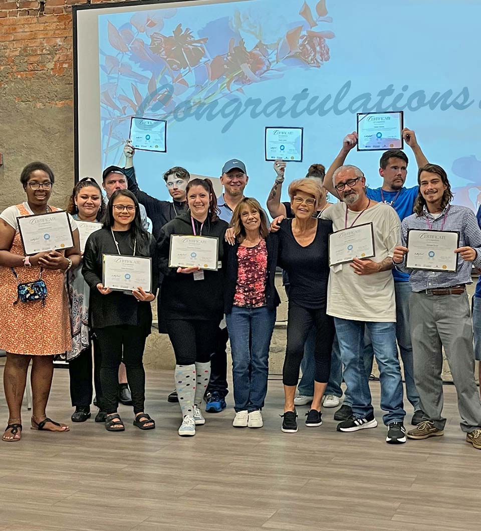 Bobbi Jo with Healing House participants mobile view